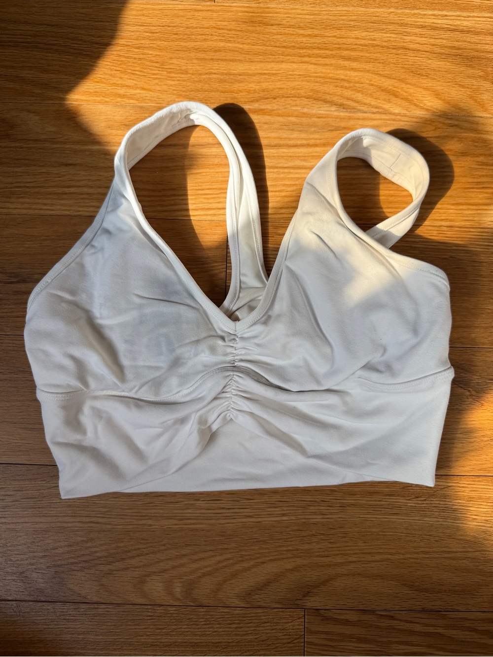 ALO Yoga Ruched Front Sports Bralette in Cream